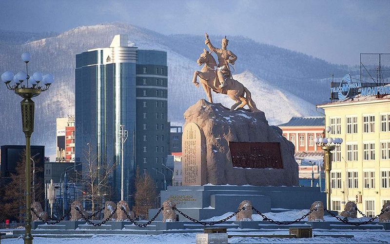 乌兰巴托之冬－蒙古革命英雄苏和巴托纪念碑