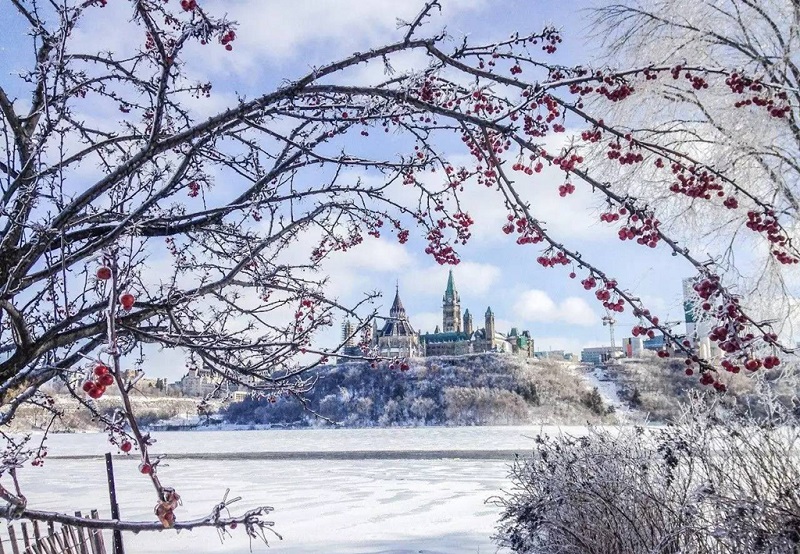 加拿大首都渥太华国会山冬日美景