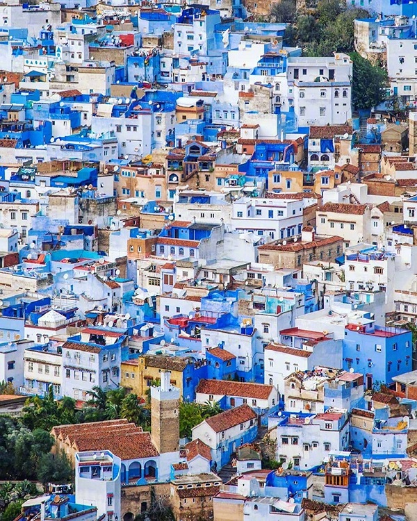 迷人的摩洛哥蓝色小镇舍夫沙万