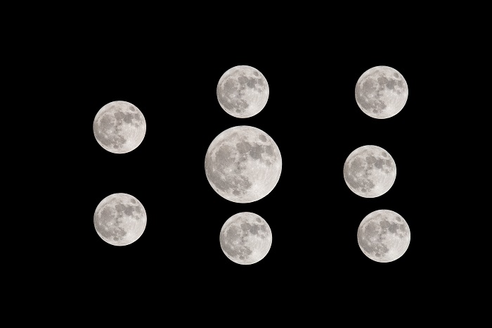 8、2022年6月13日晚上，广西梧州，一轮“超级月亮”现身天宇，宛如白银。（多重曝光拍摄）（何华文）