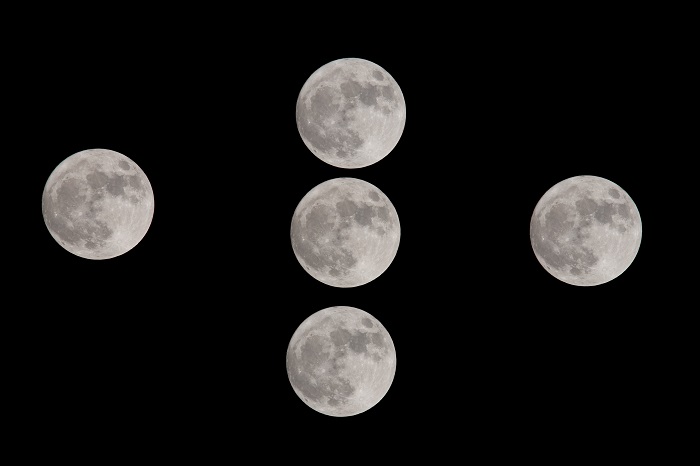 9、2022年6月13日晚上，广西梧州，一轮“超级月亮”现身天宇，宛如白银。（多重曝光拍摄）（何华文）