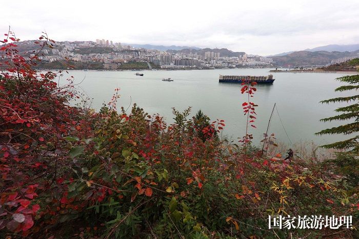 图11：滚装船安畅航行在高峡平湖。2023年12月11日，摄于重庆巫山长江段。唐金生