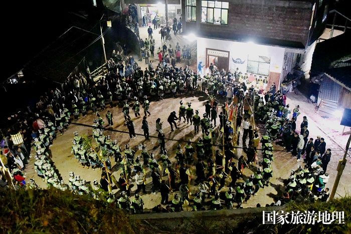 2023年12月1日至3日，在贵州省黔东南苗族侗族自治州从江县加勉乡羊达村，苗族同胞在踩歌堂。4