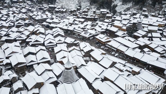 2024年1月22日，在贵州省黔东南苗族侗族自治州黎平县双江镇黄岗侗寨拍摄的乡村雪景。 (3)