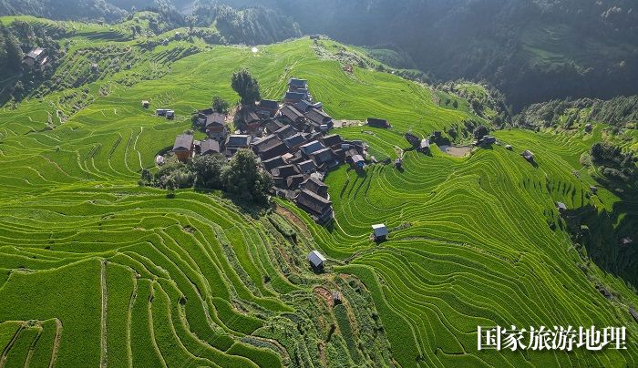 2024年7月22日，在贵州省从江县加榜乡党扭村拍摄的梯田景色。  (5)